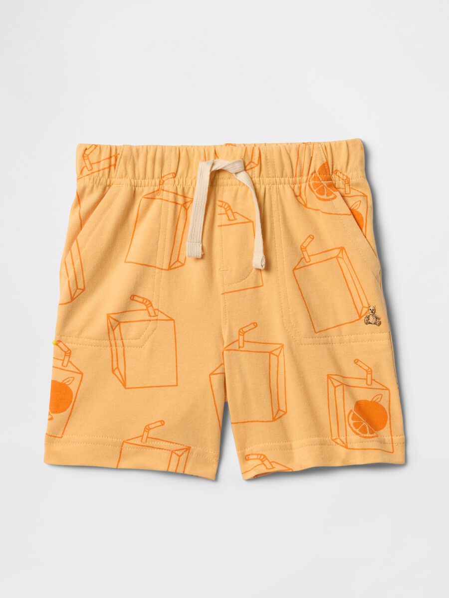 Orange shorts with fruit juice pattern_1
