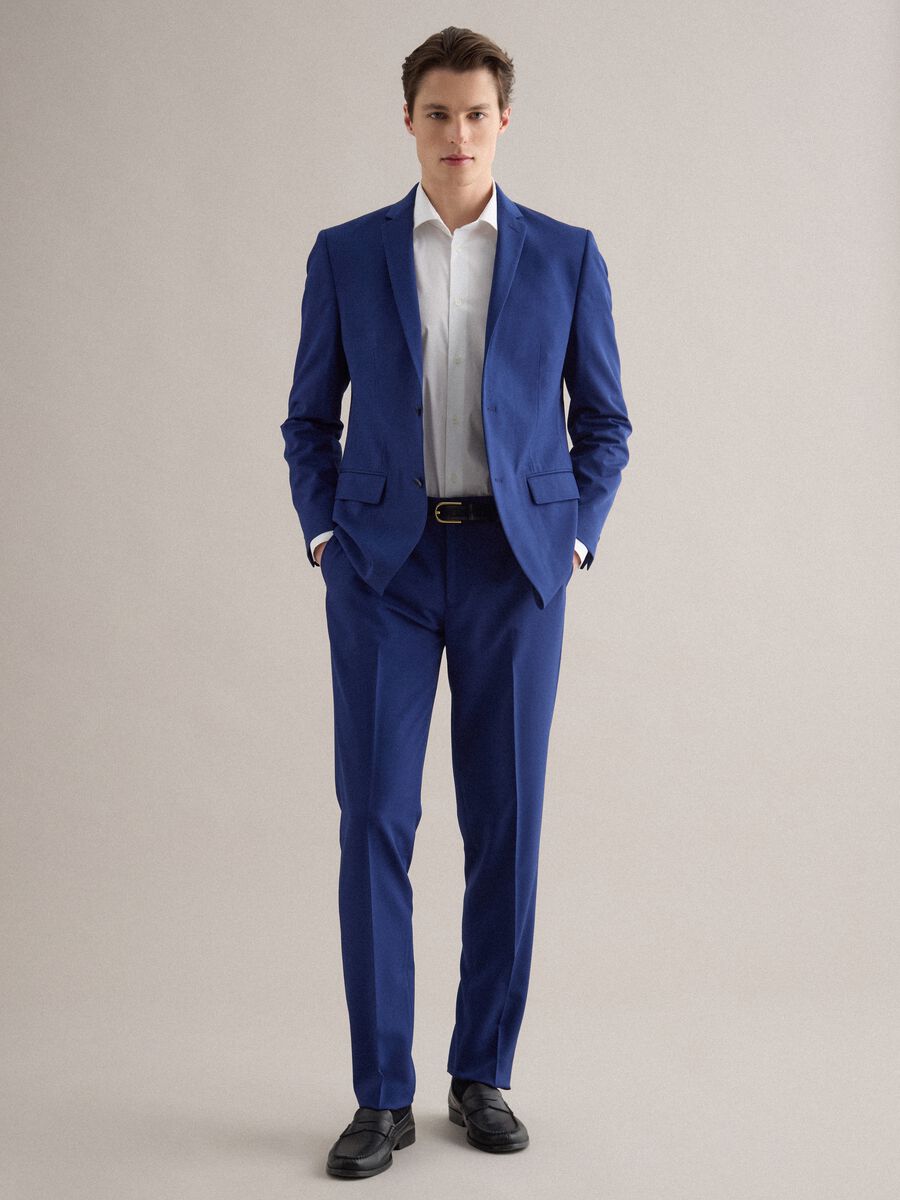 Blue Slim Fit Single-Breasted Blazer_1