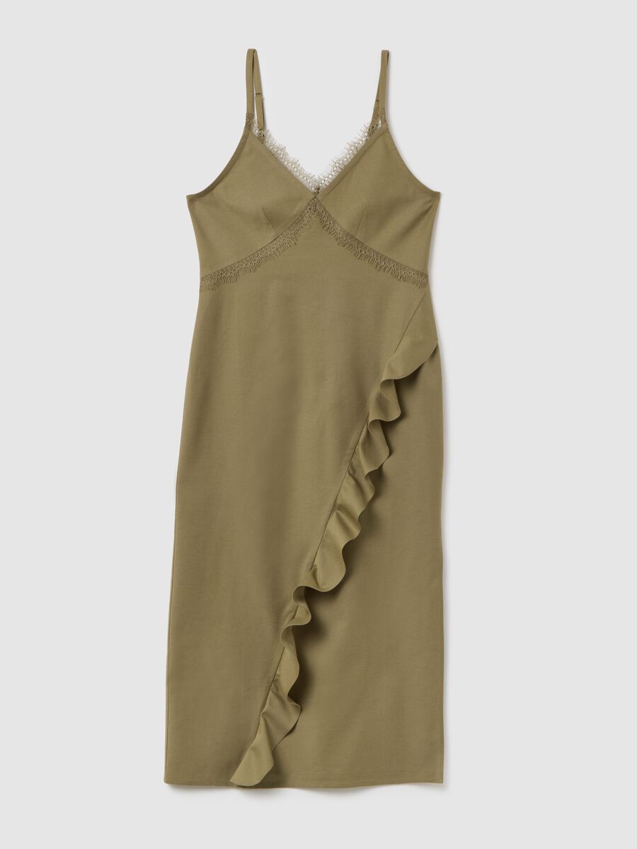 Women's Green Cotton Midi Dress - Loose Fit_0