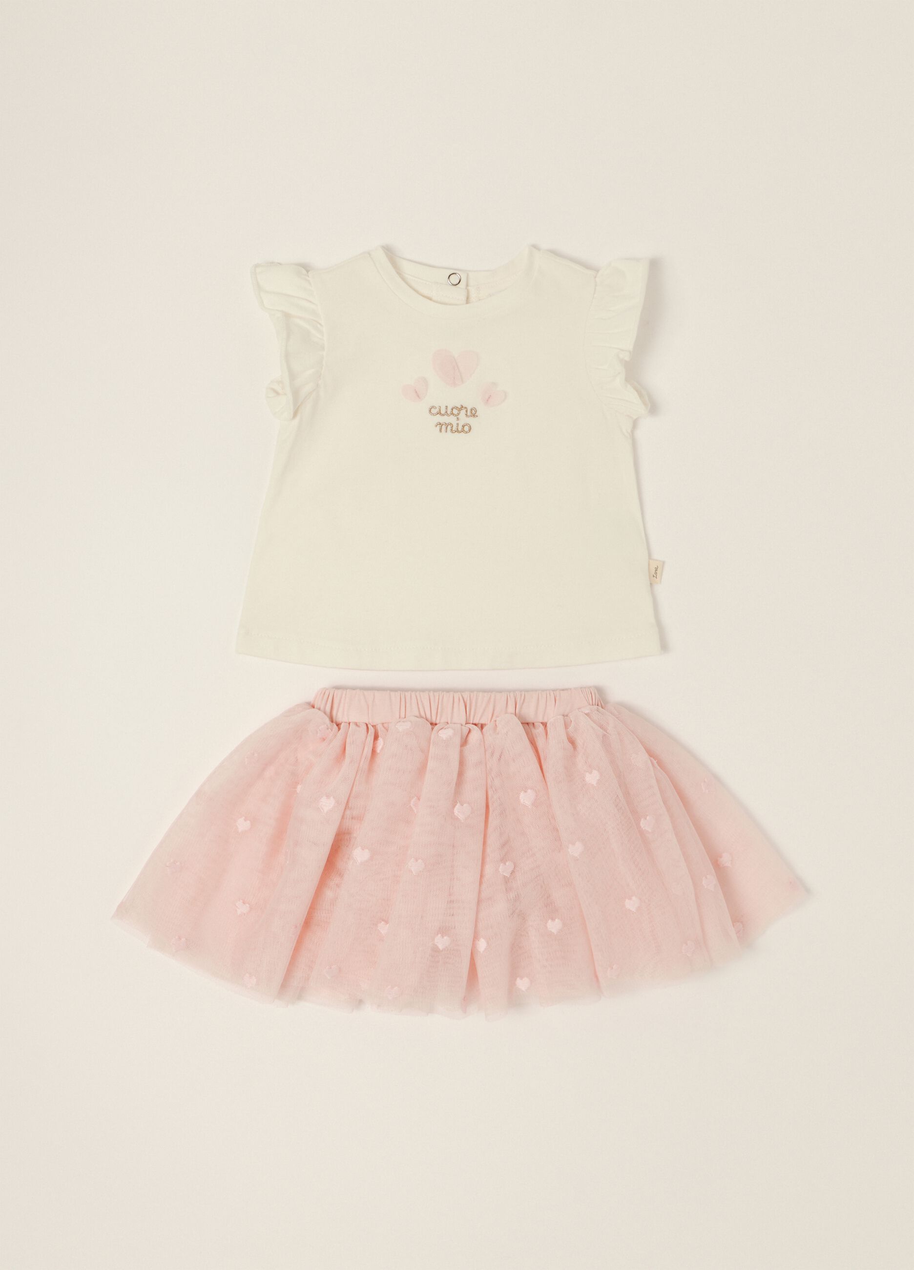 Multicolour baby girl T-shirt and skirt set