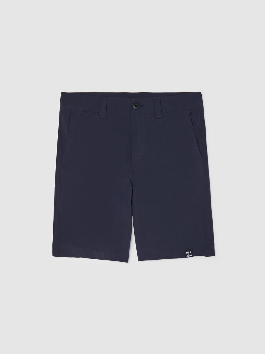 Shorts da uomo in tessuto elasticizzato blu regular fit_4