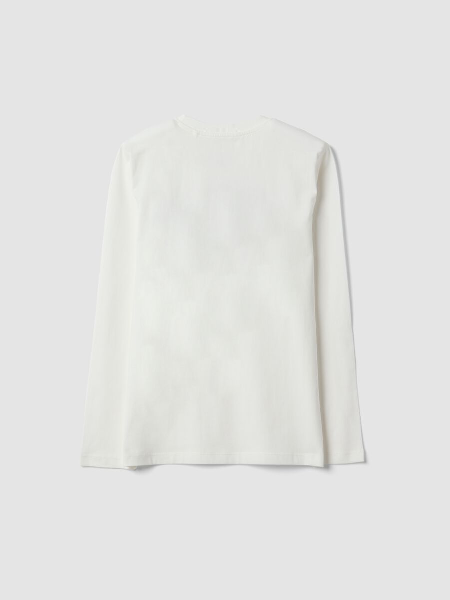 T-shirt bianca in puro cotone organico con stampa grafica per ragazzo_1
