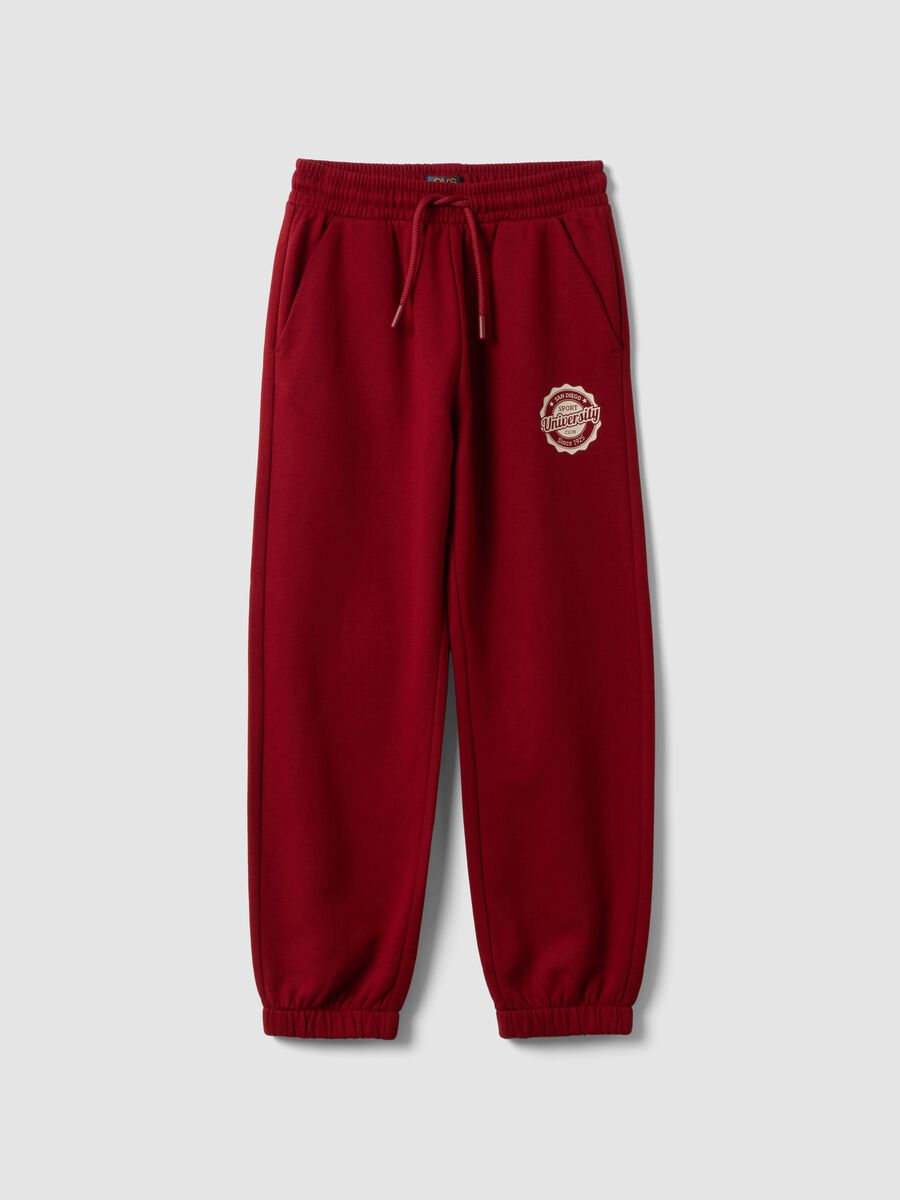 Red pure cotton joggers, regular fit_0