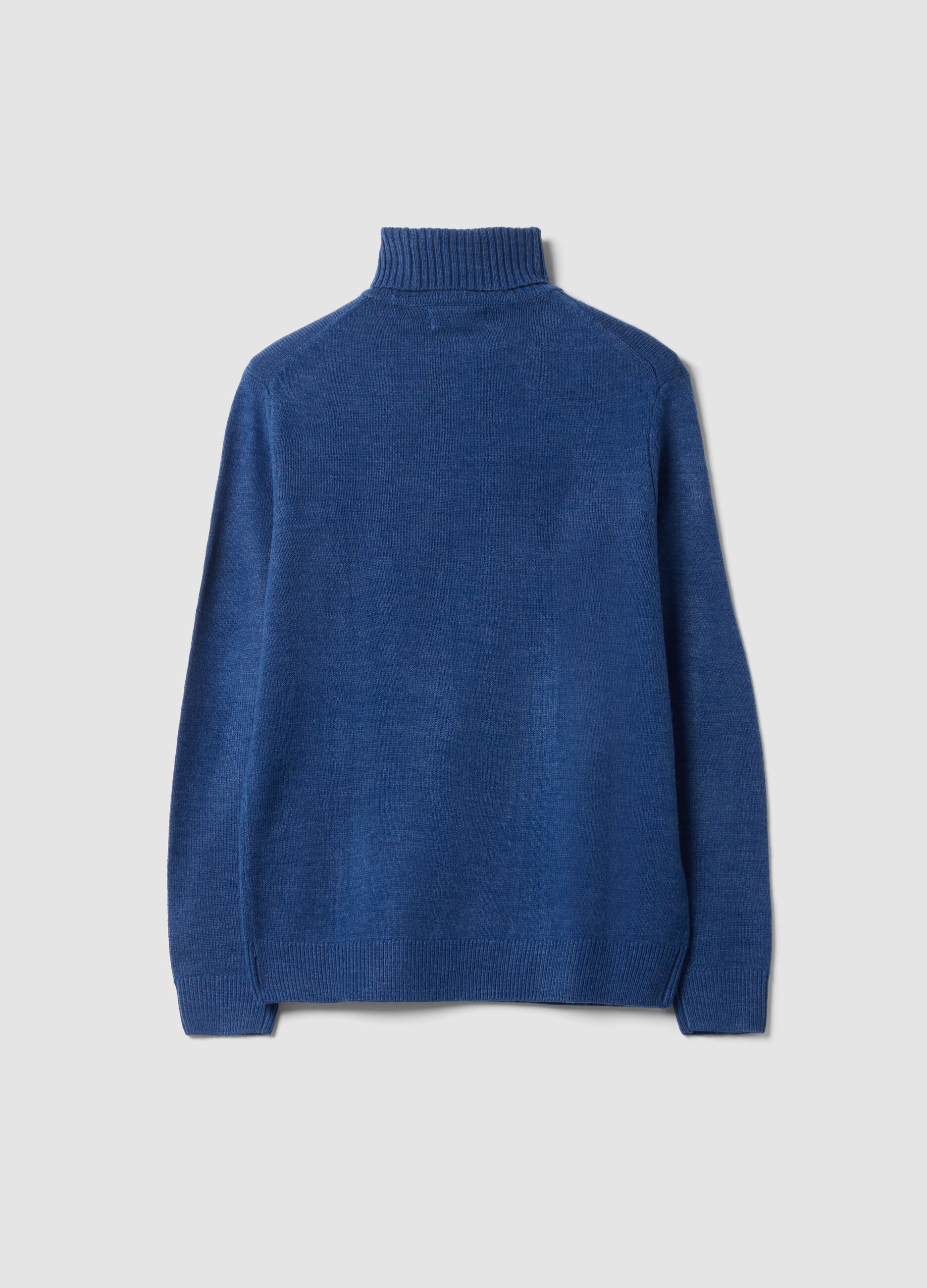 Maglia blu a dolcevita regular fit in jersey knit