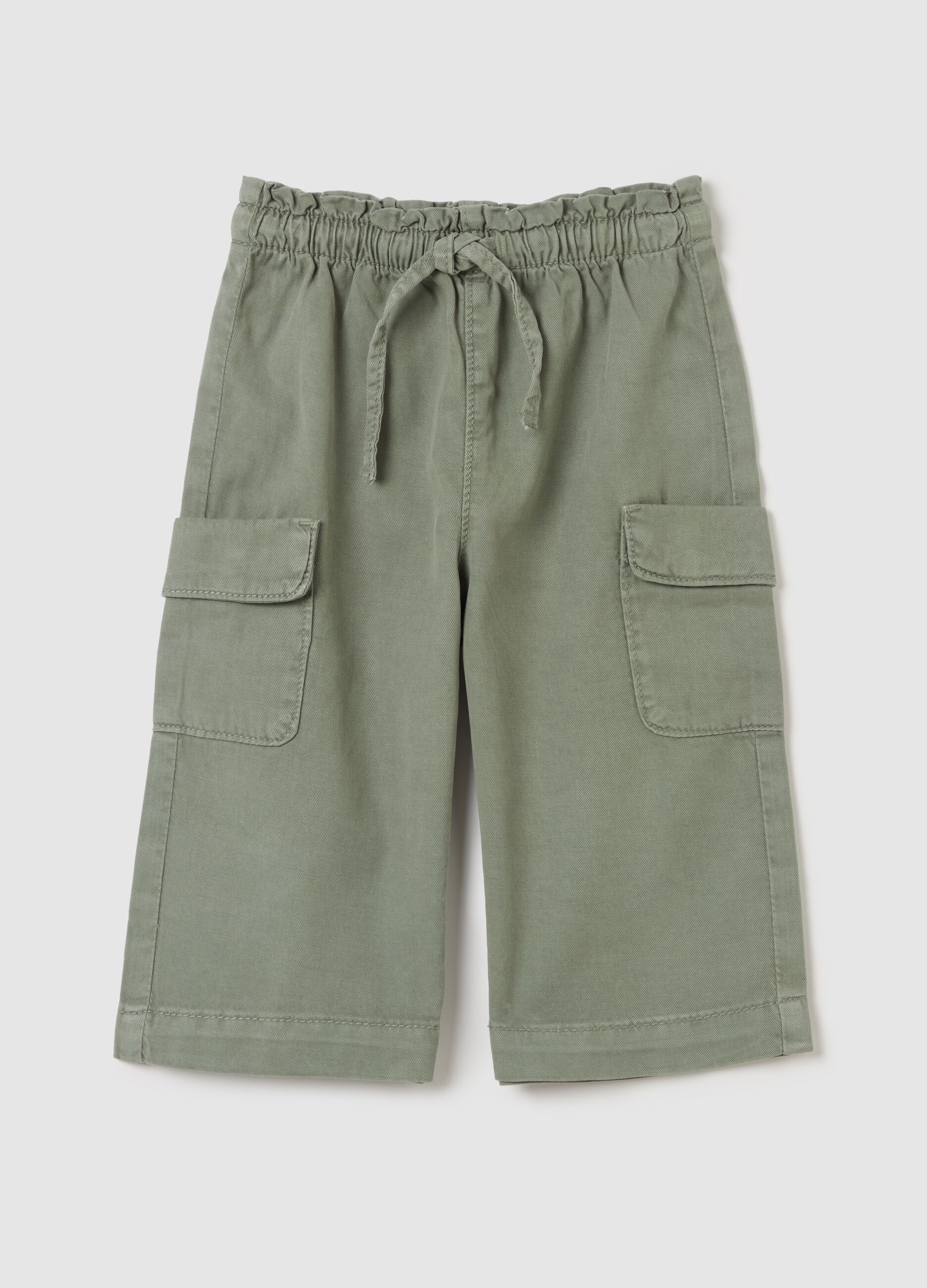 Lyocell and Cotton Cargo Trousers with Drawstring