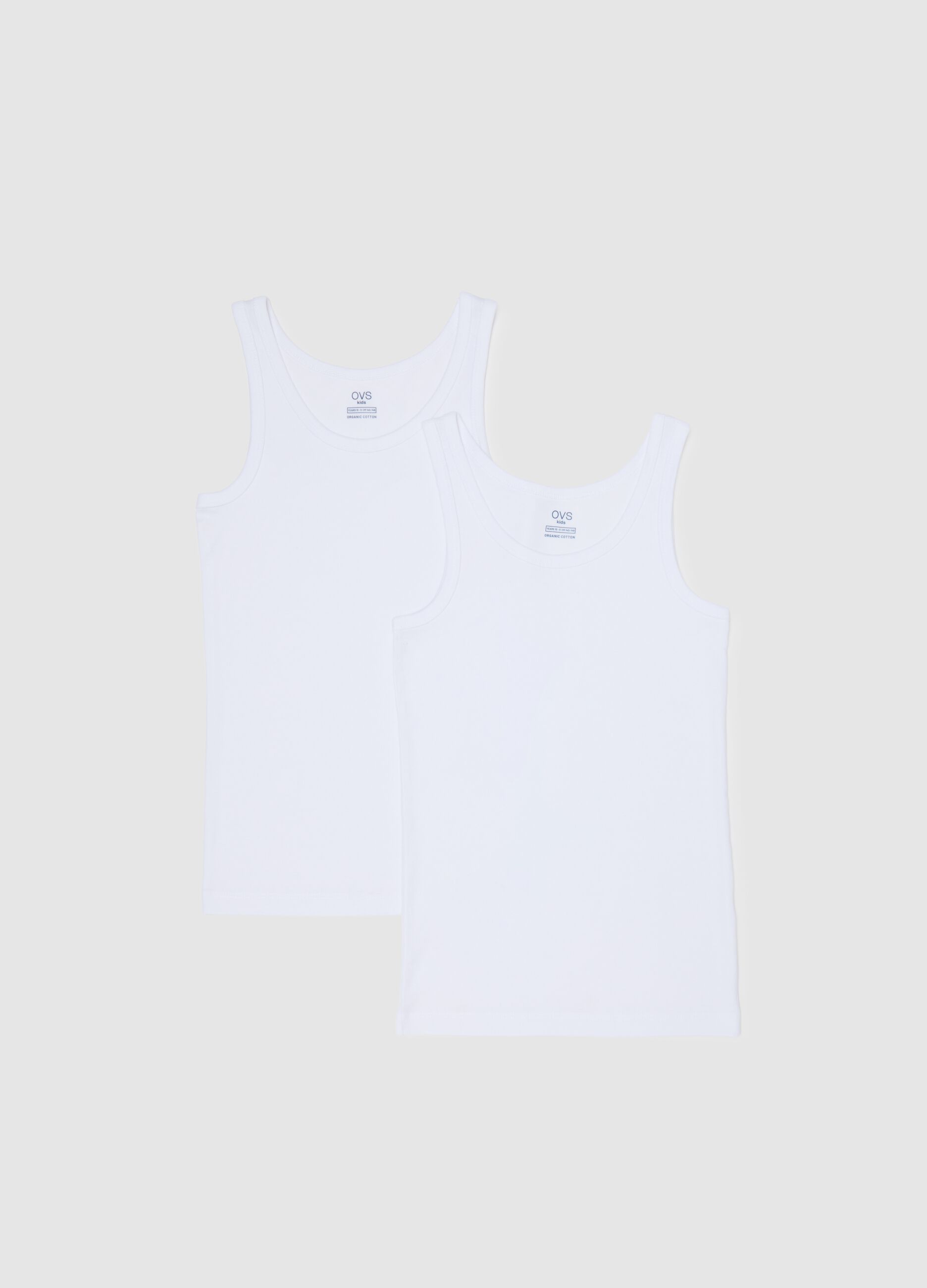 Boys' white undershirts twin pack in pure cotton regular fit