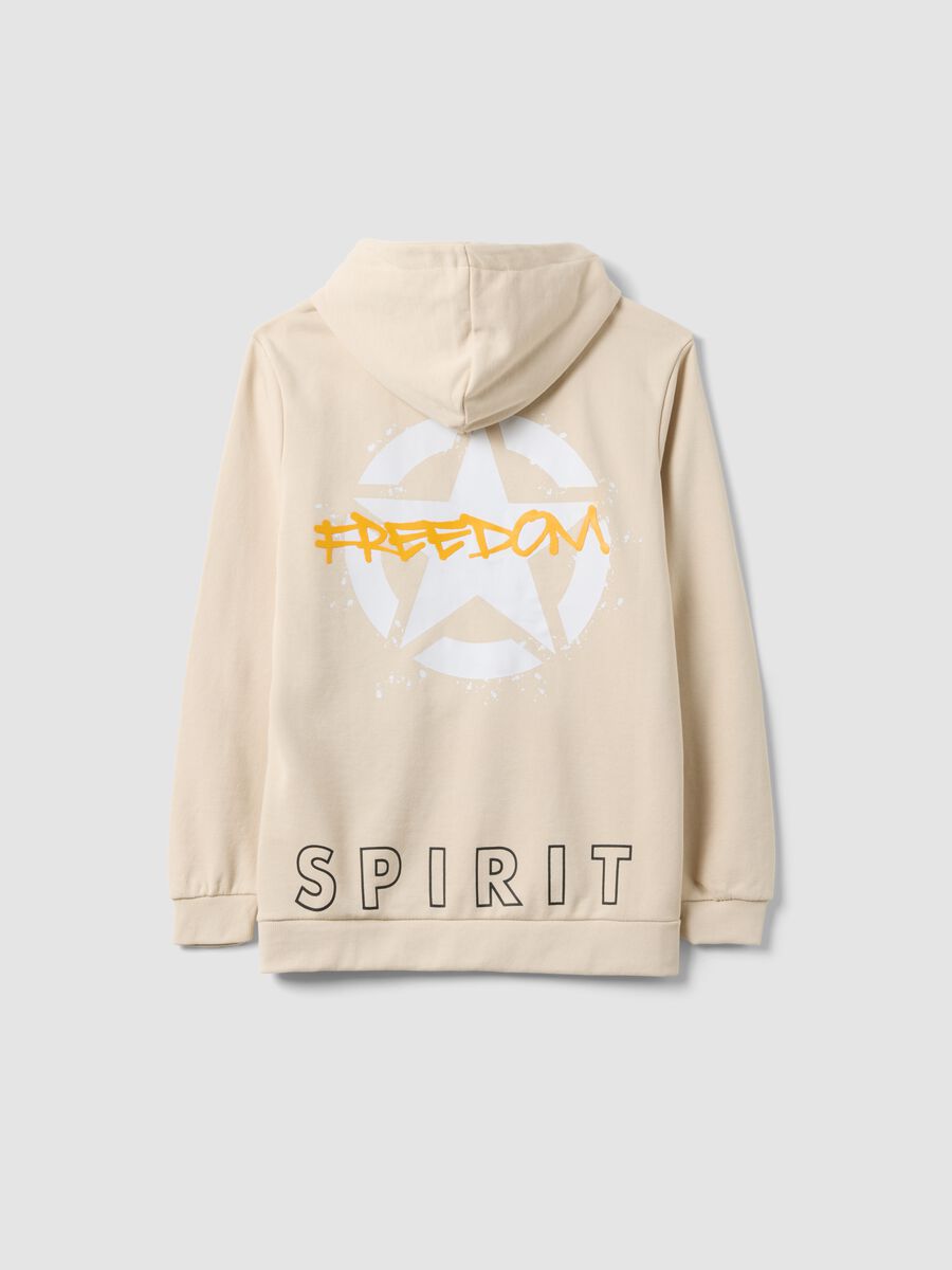 Felpa in misto cotone beige da bambino regular fit con stampa_4