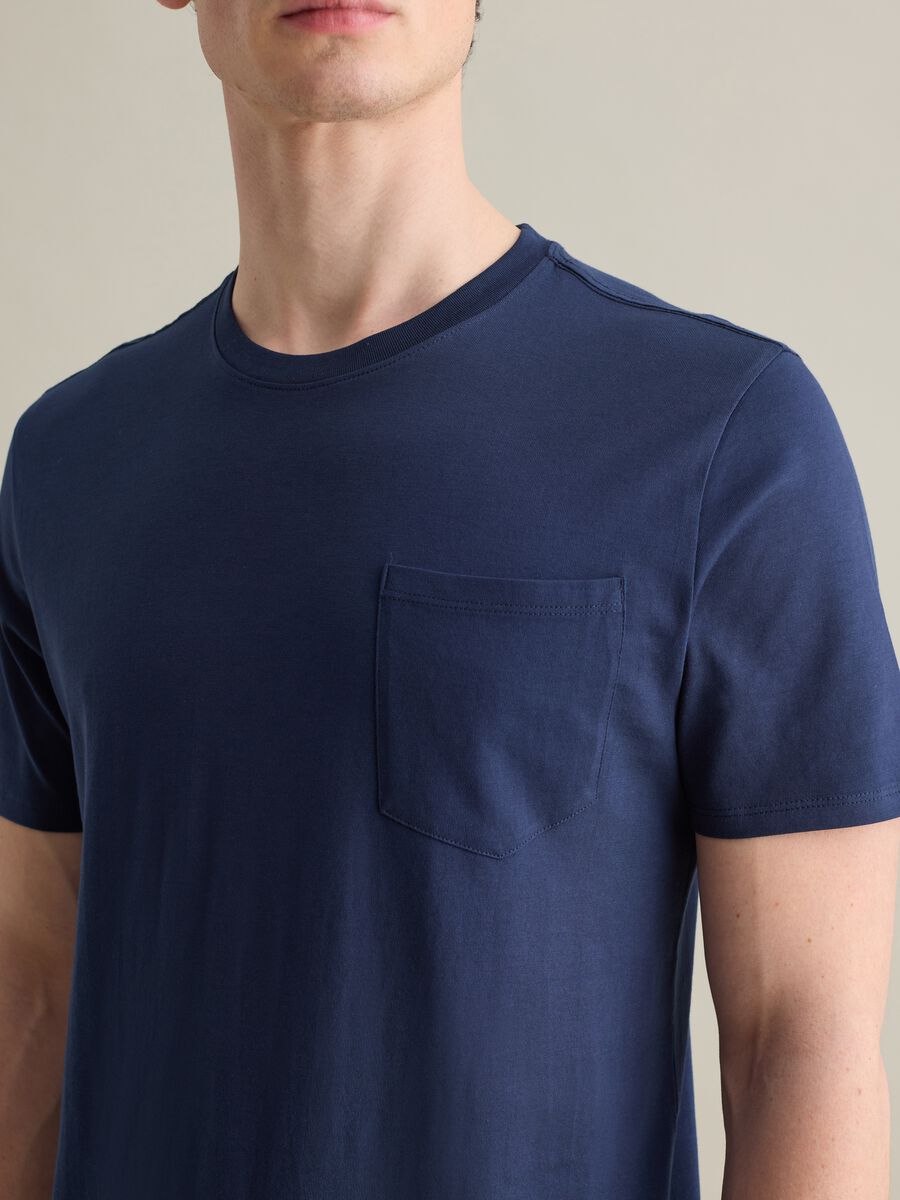 Short sleeve cotton T-shirt in Lead blue_2
