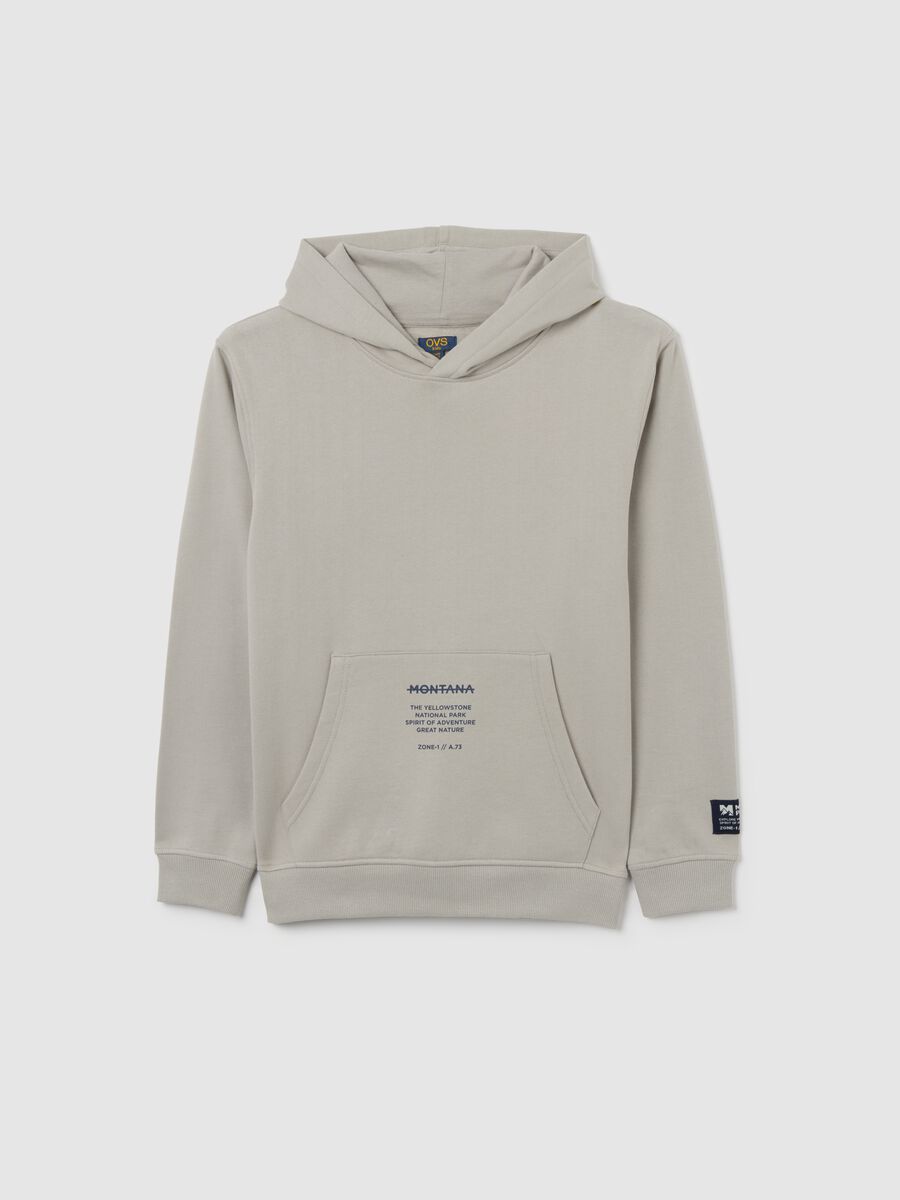 Felpa con cappuccio grigia da ragazzo in puro cotone regular fit_0