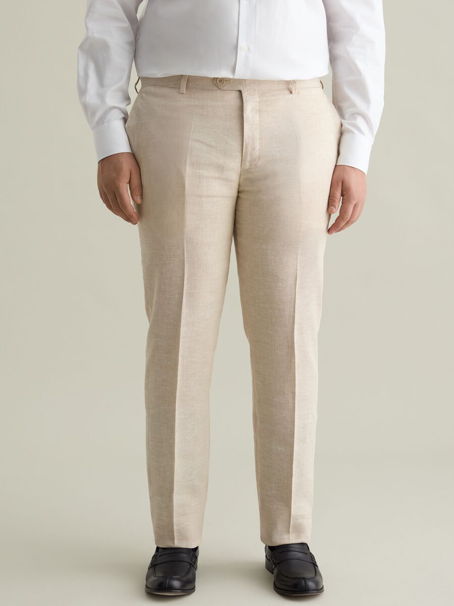 Oversized chino trousers in linen_1