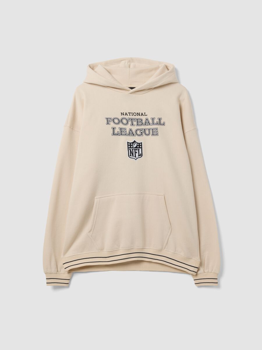 Beige cotton-blend NFL hoodie with printed graphics_0