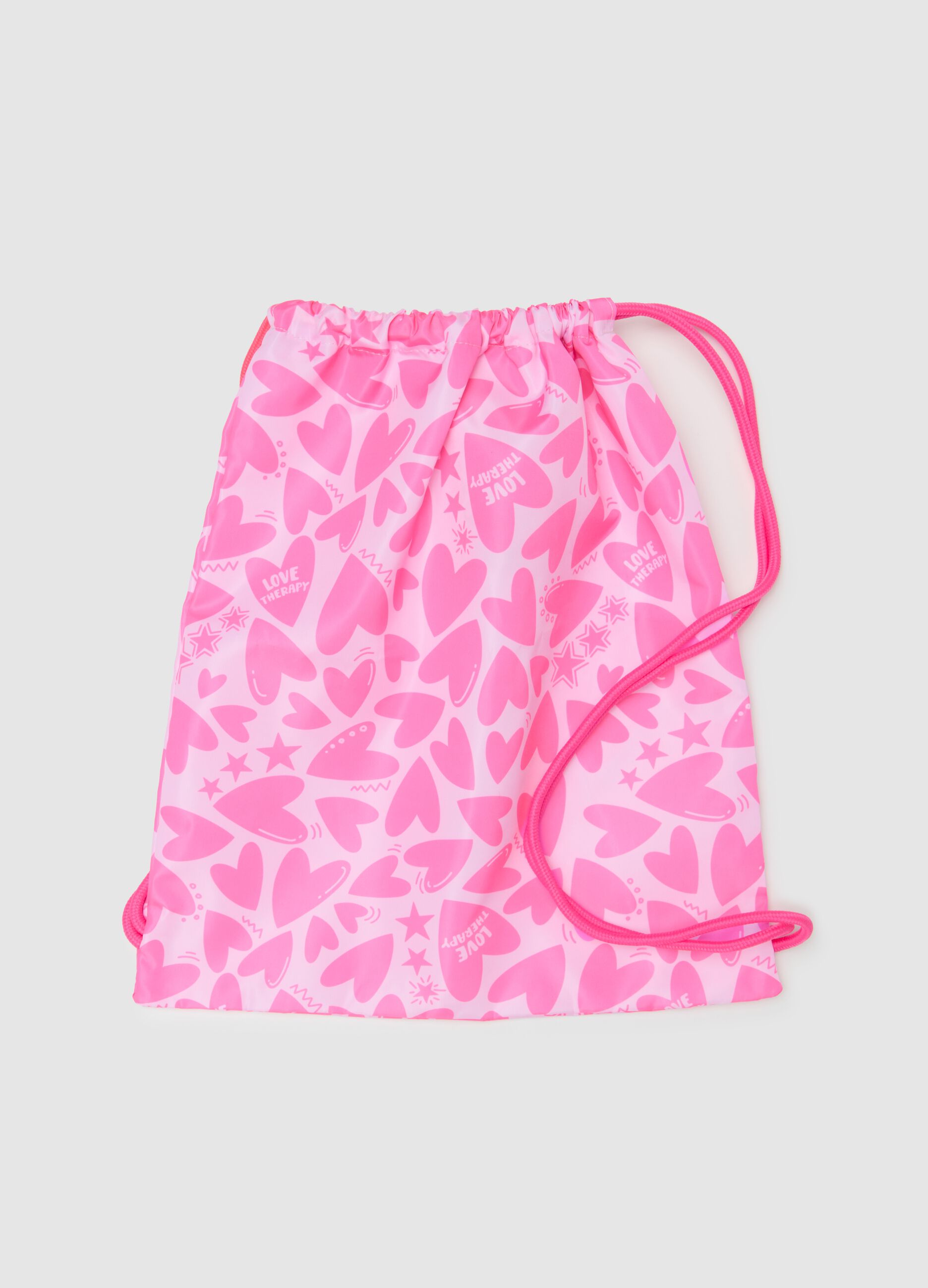 Girls' pink backpack with hearts