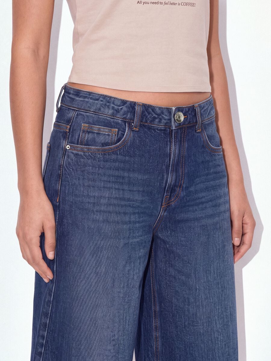 Blue pure cotton baggy denim shorts_3