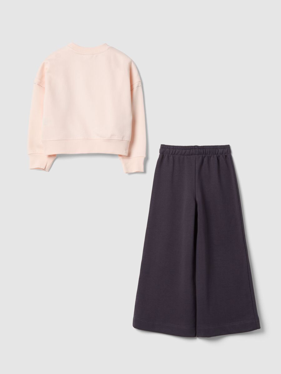 Completo felpa e pantalone in misto cotone rosa con stampa Disney_1