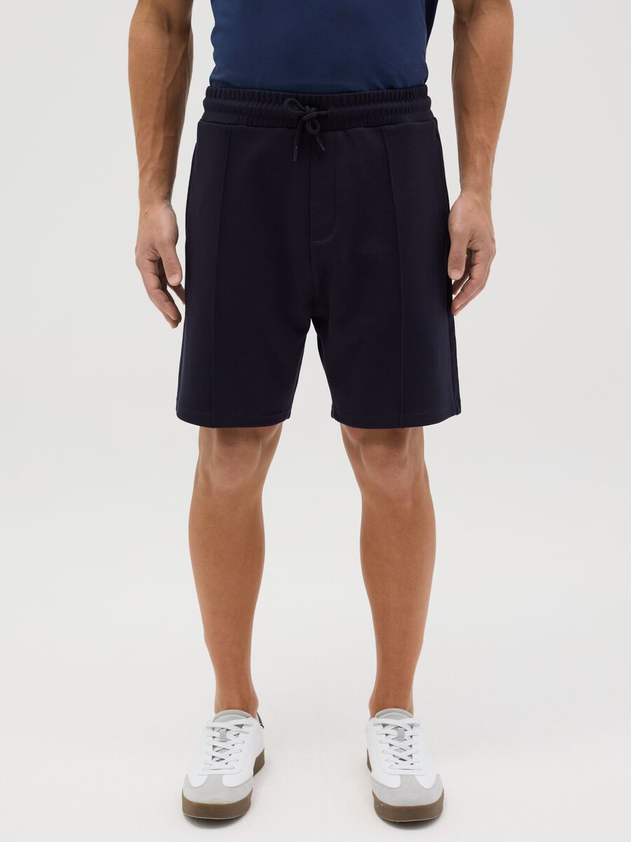 Blue Bermuda joggers in fleece_1
