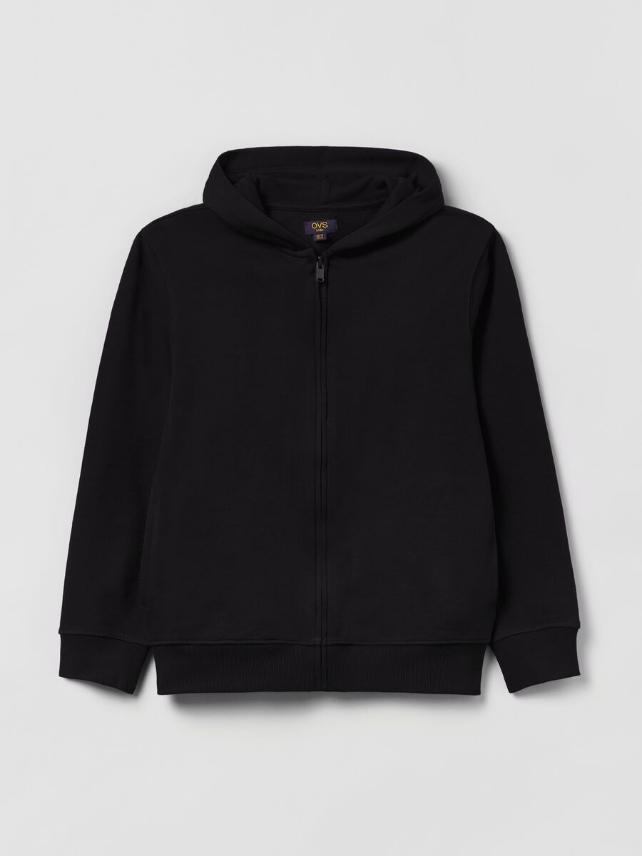 Full-zip in cotone con cappuccio_0