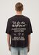 T-shirt nera in puro cotone con stampa frontale_3