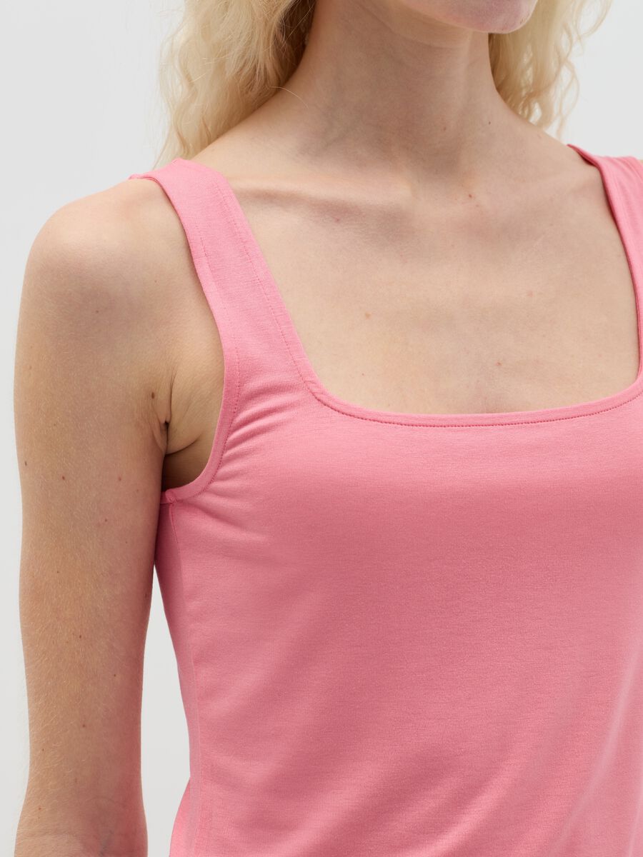 Basic pink tank top in stretch viscose_2