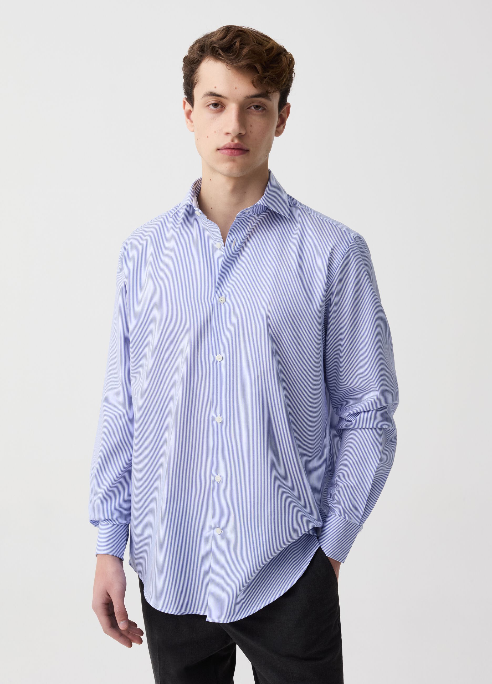 Regular-fit shirt in easy-iron cotton