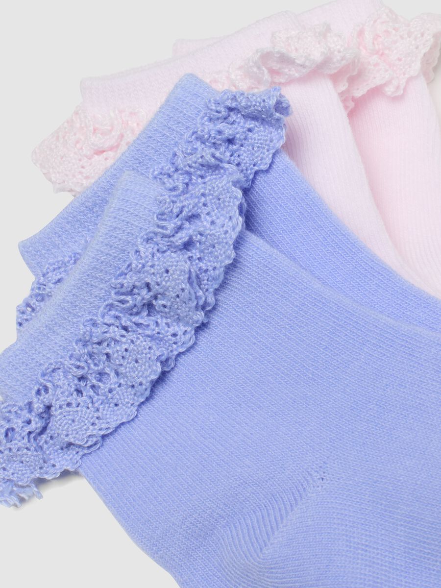 Tripack calzini in misto cotone multicolor da neonata con pizzo_1