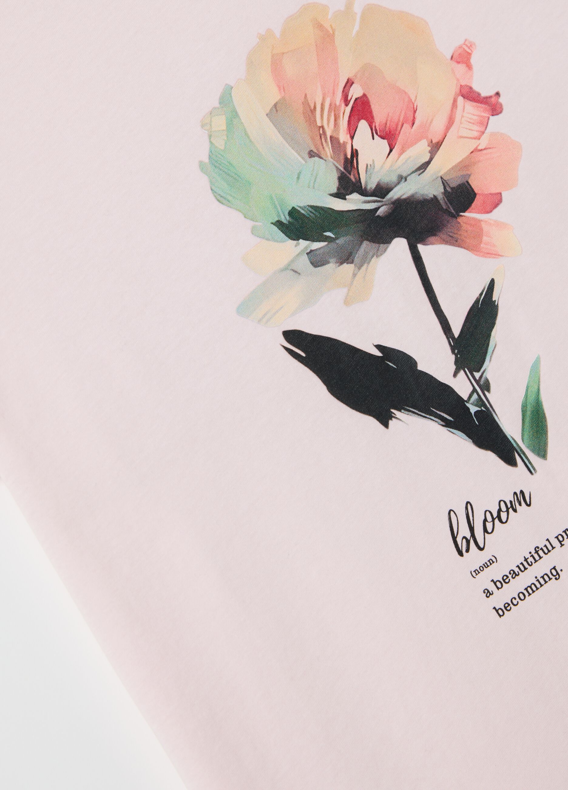 T-shirt rosa a maniche corte in cotone Curvy