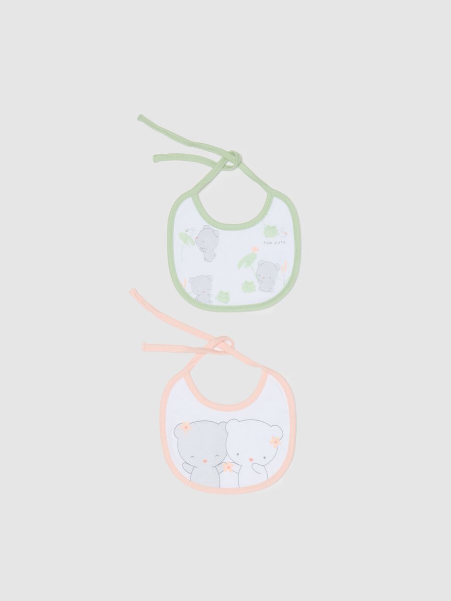 Two-pack bibs with ties and print_0