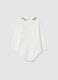 Unisex bodysuit for babies in pure white cotton with collar_1