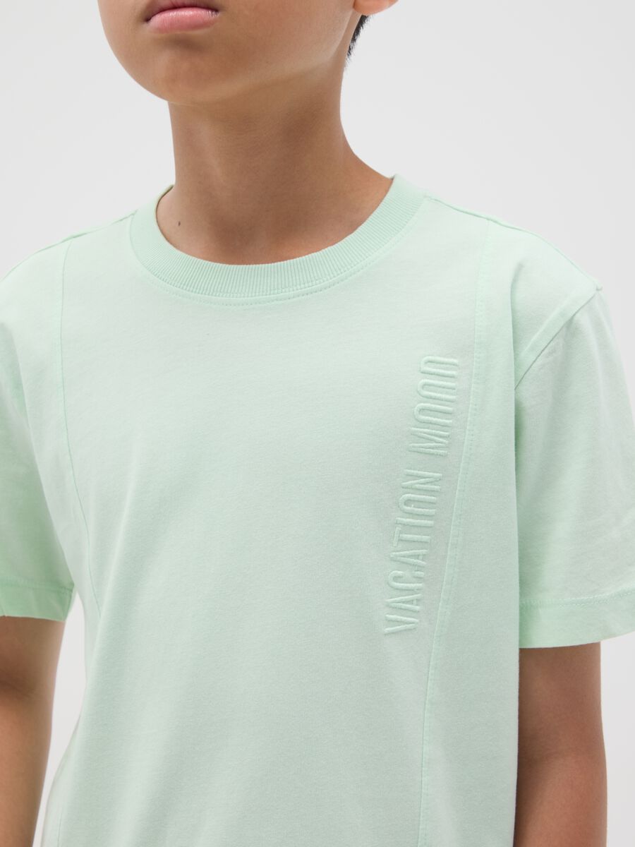 T-shirt da ragazzo in puro cotone verde regular fit_2