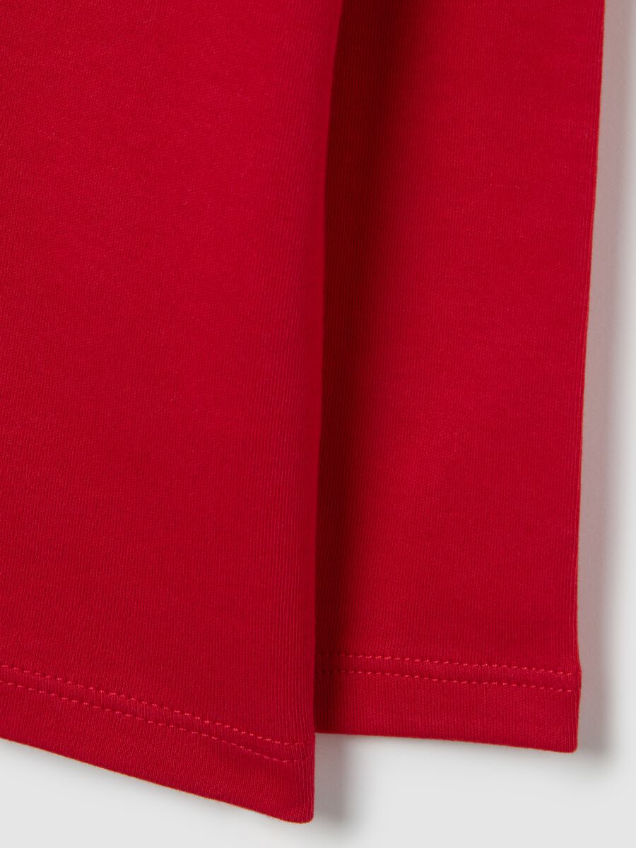 Red high-neck cotton kids' top in regular fit_3