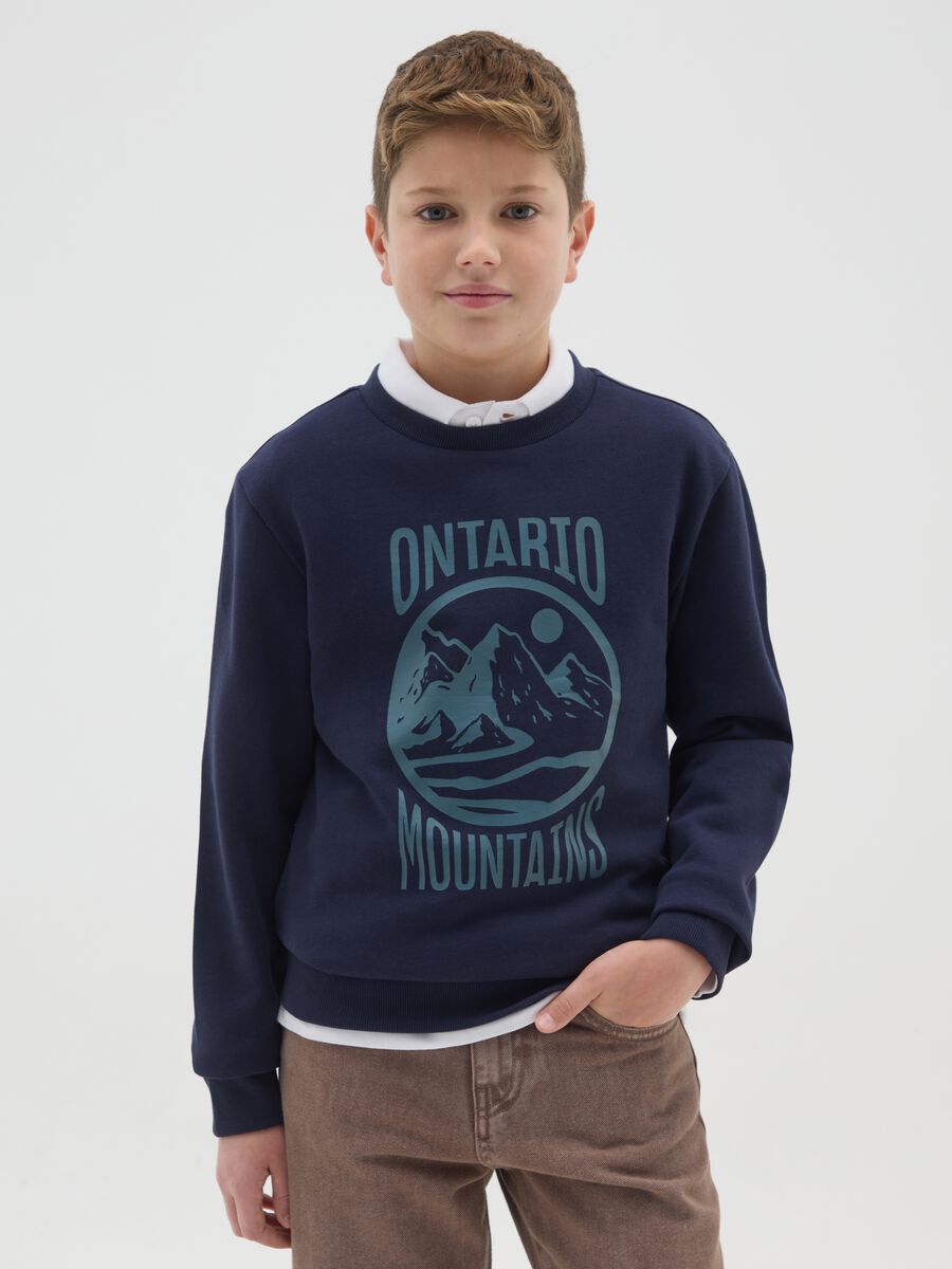 Boys' blue pure cotton sweatshirt regular fit_0