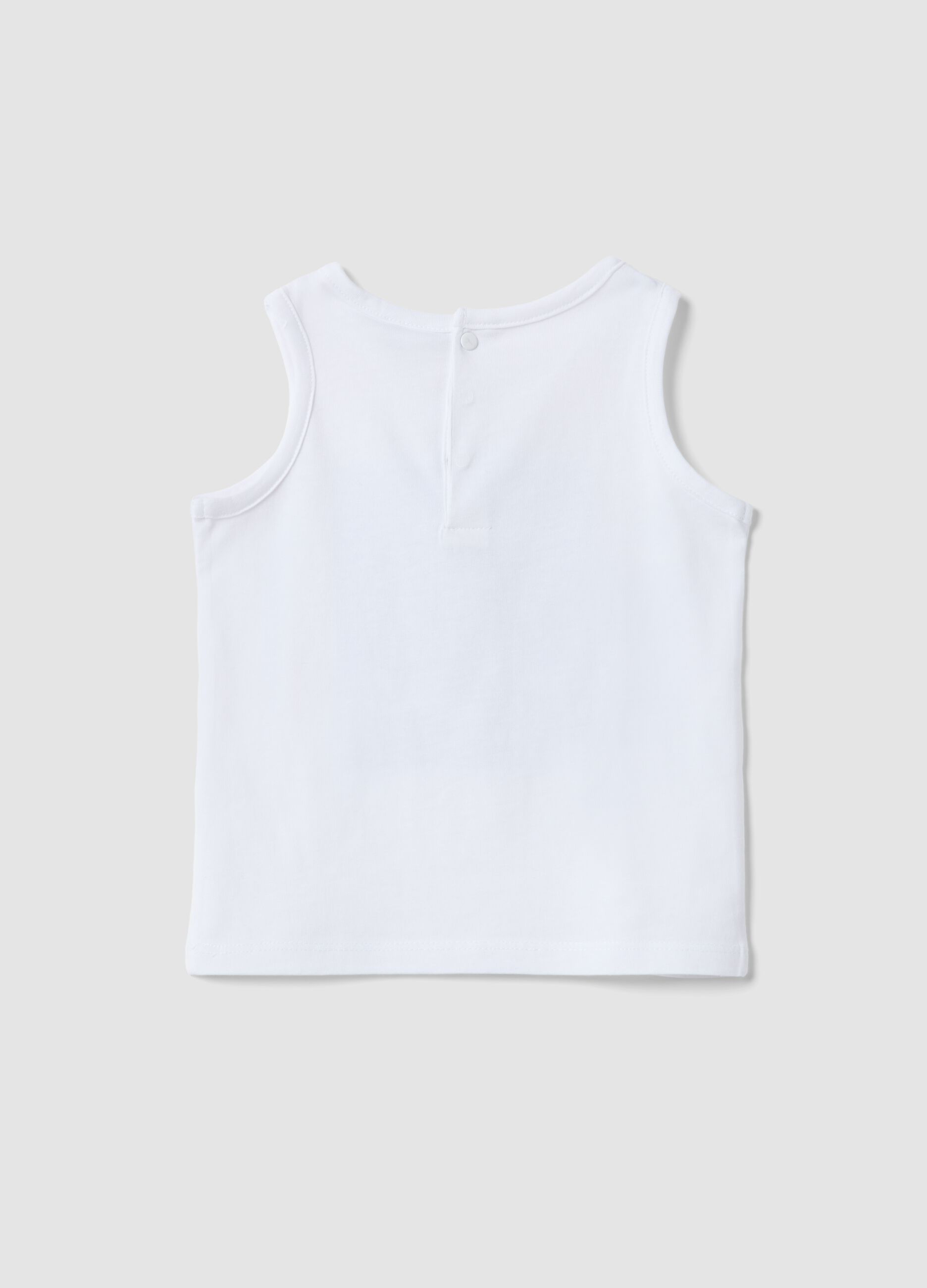 White pure cotton boys&rsquo; vest, regular fit, with sailing print