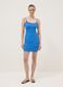 Blue fitted ribbed stretch modal dress with straps_0
