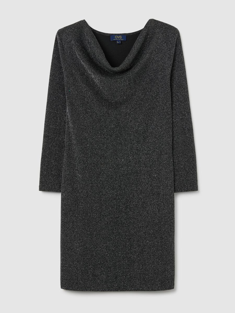 Abito nero metallizzato a maniche lunghe regular fit_4