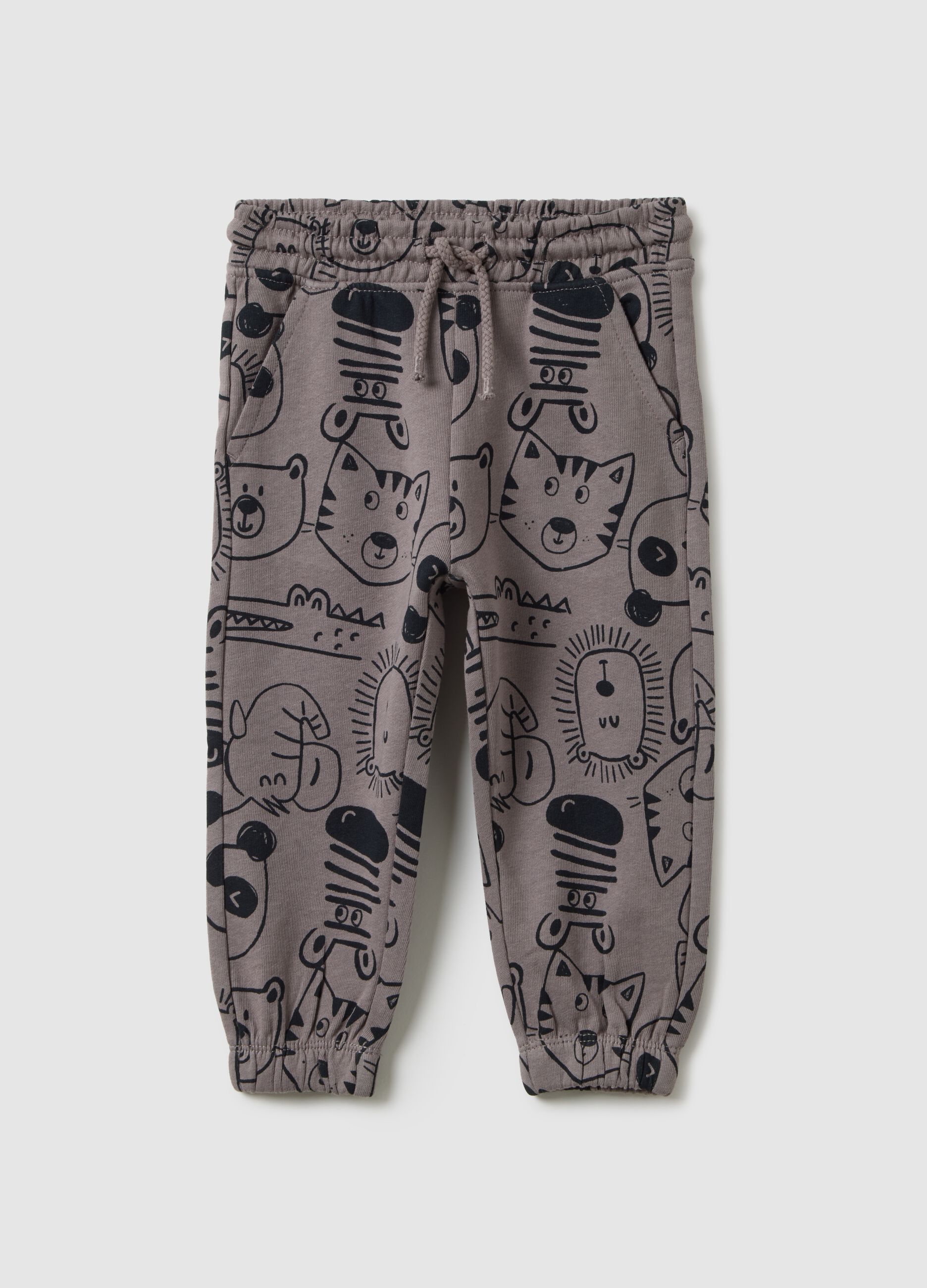 Pantaloni da bambino in puro cotone grigi