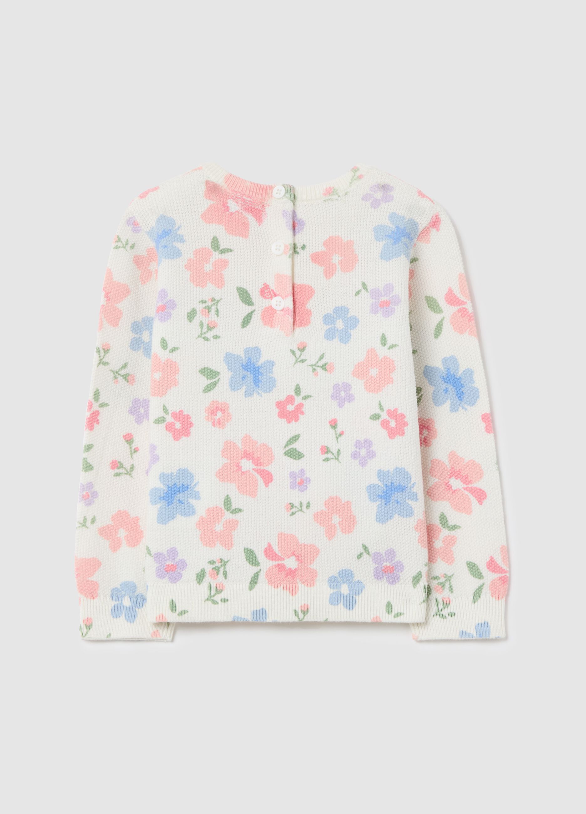 Cotton pullover with flowers design