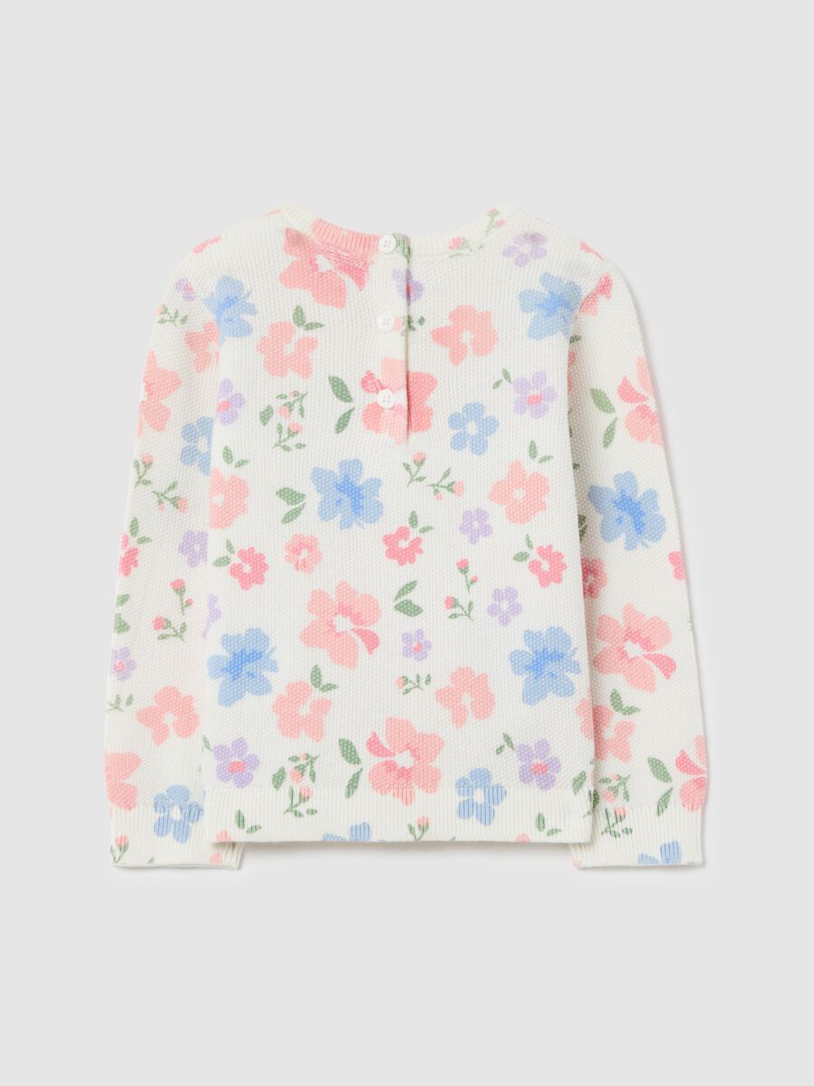 Cotton pullover with flowers design_1