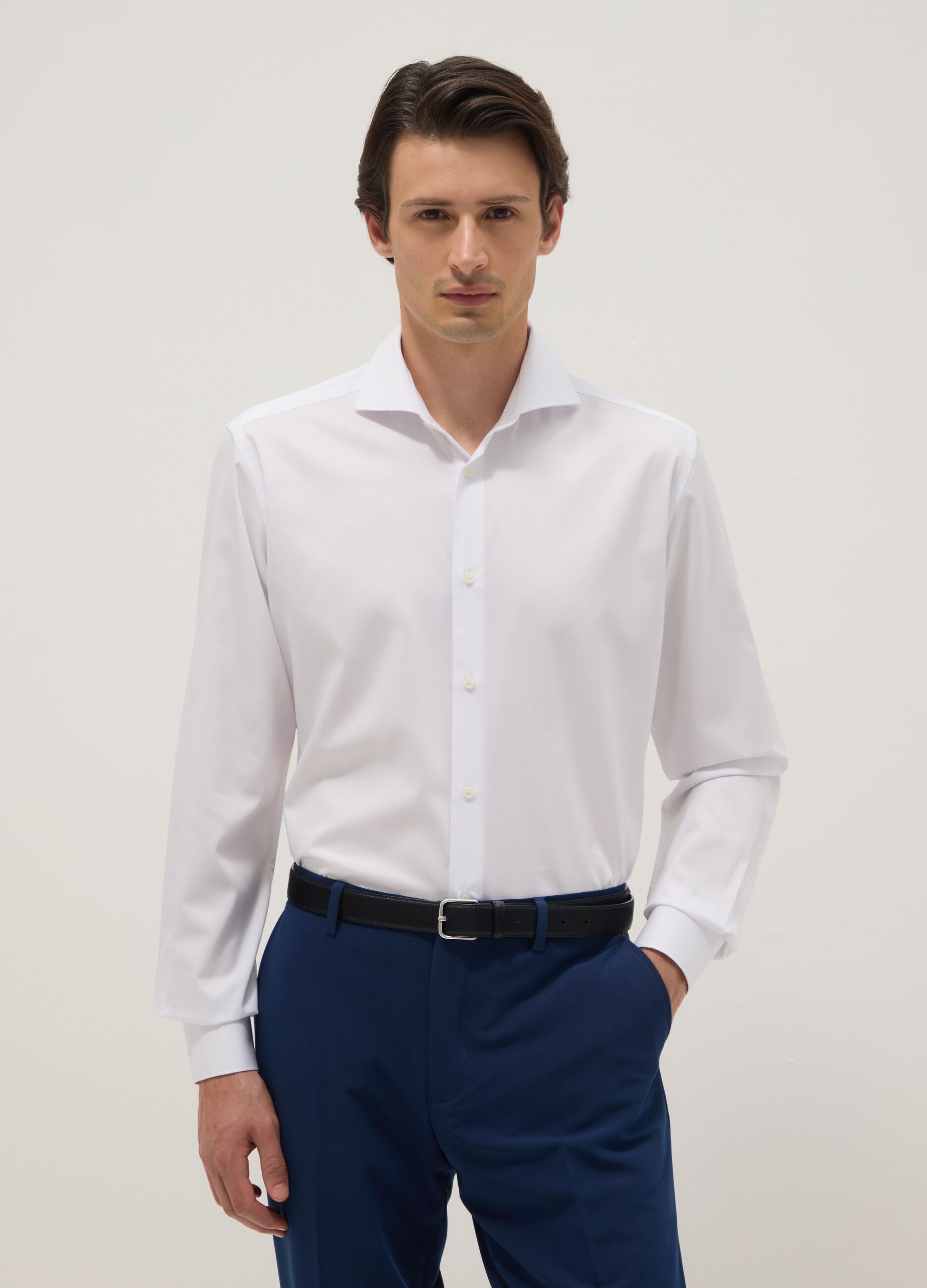 Slim fit white shirt with French collar