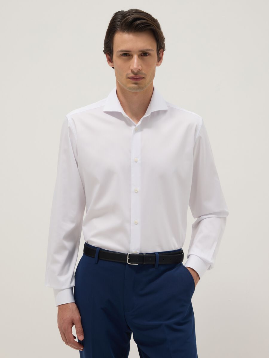 Slim fit white shirt with French collar_0