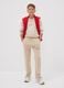 Beige pure cotton jogger trousers with side stripes for boys_0