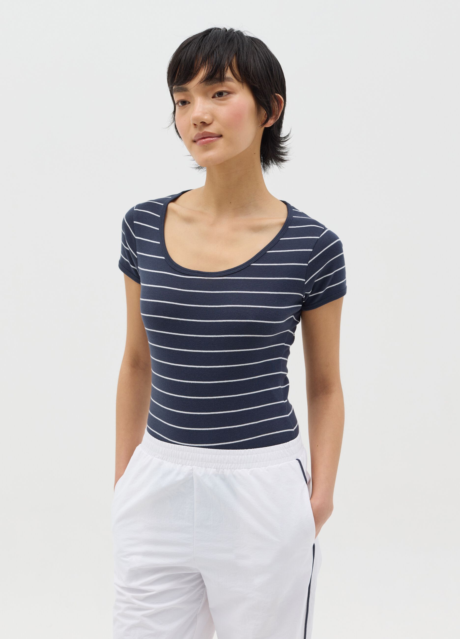 Blue short-sleeved bodysuit