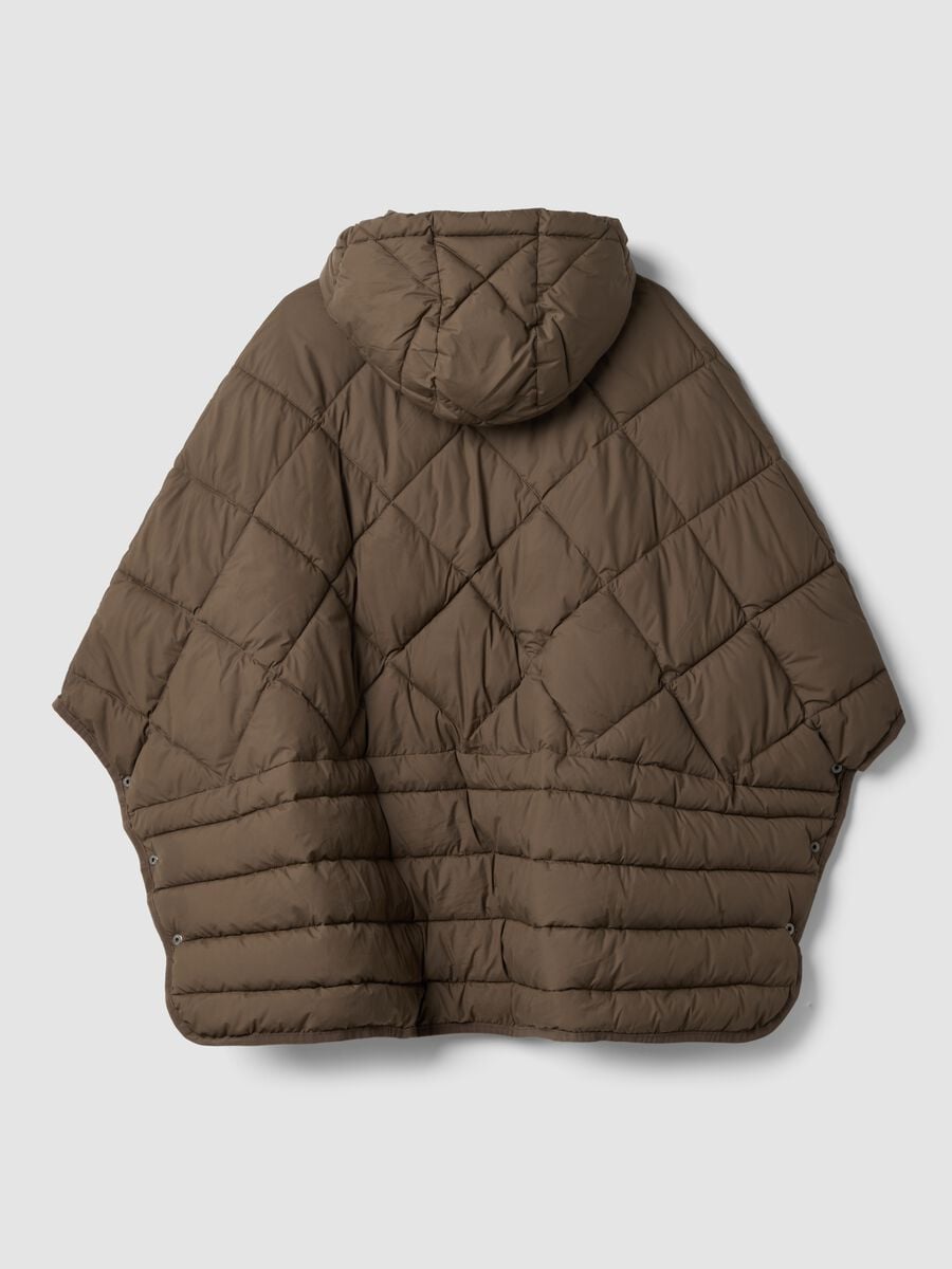 Brown padded oversized hooded jacket with zip_2
