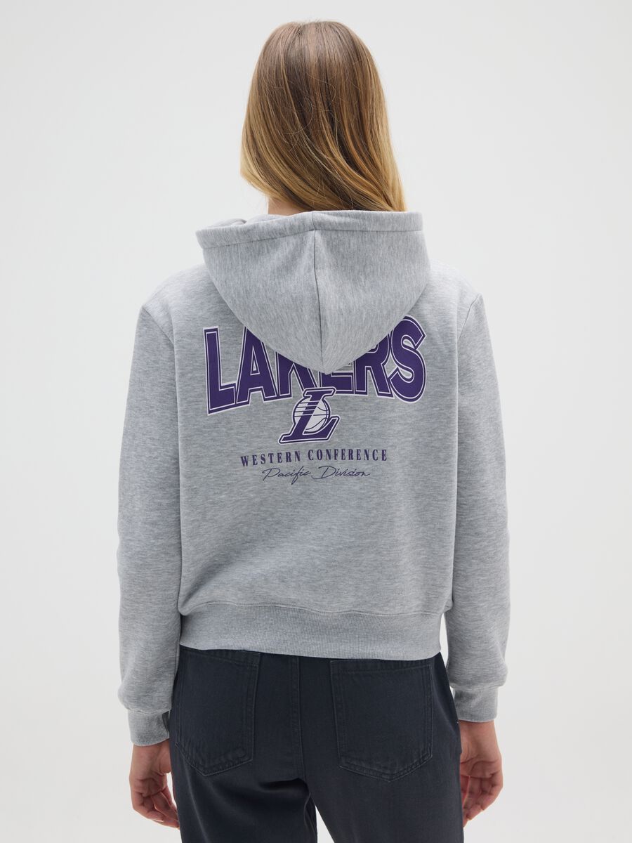 Grey cotton blend hoodie regular fit with Lakers logo_2