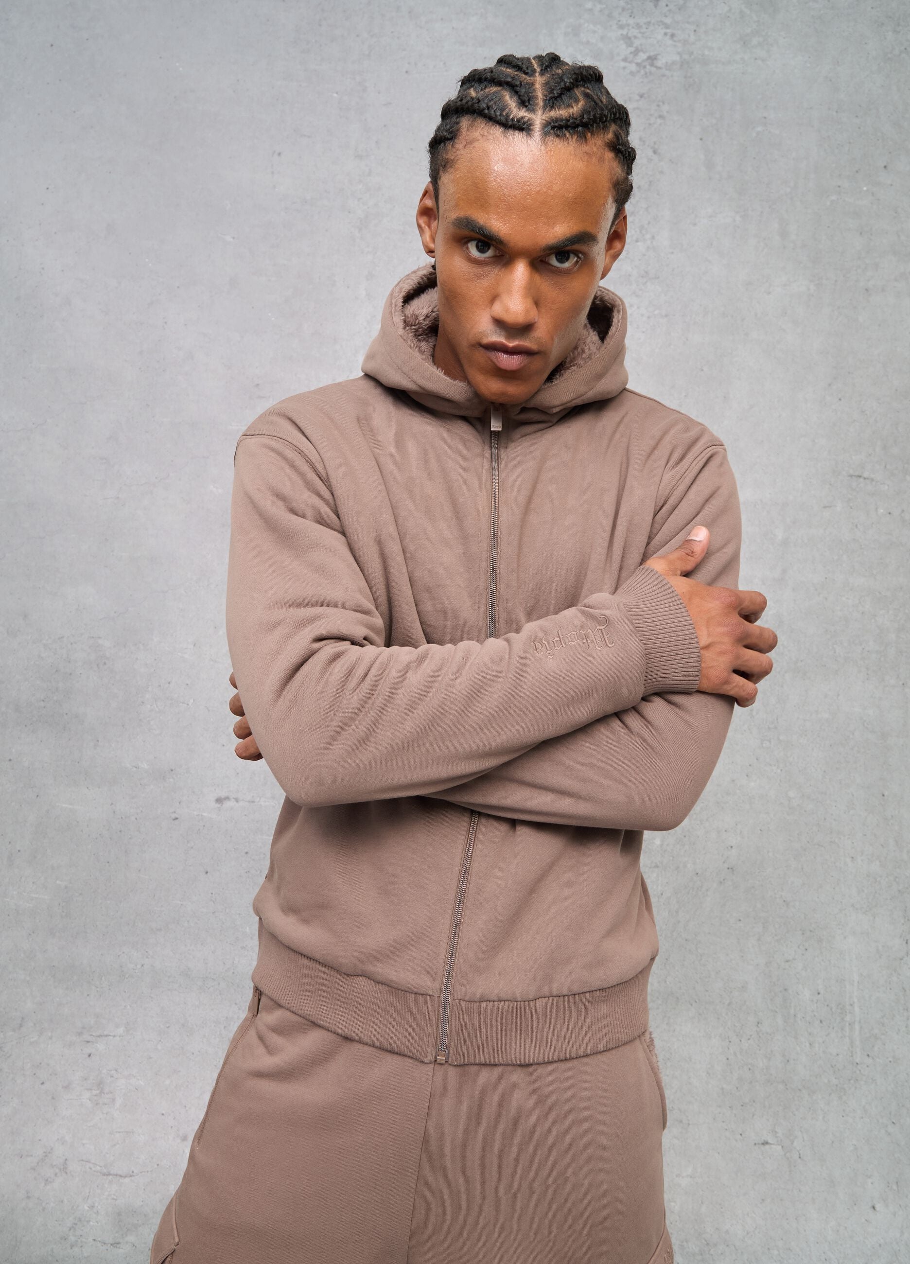 Reversible Teddy Full-Zip Hoodie Mocha