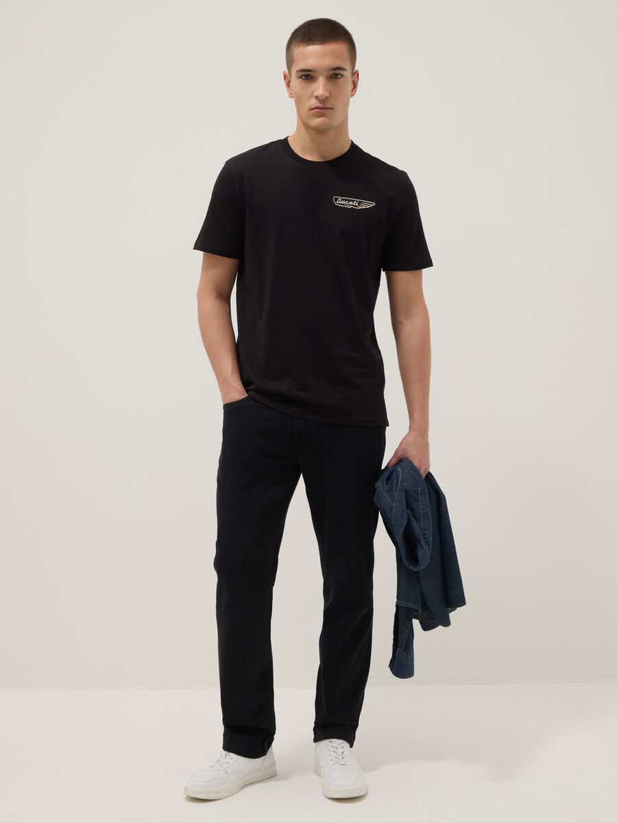 T-shirt in puro cotone nero regular fit con stampa Ducati_1