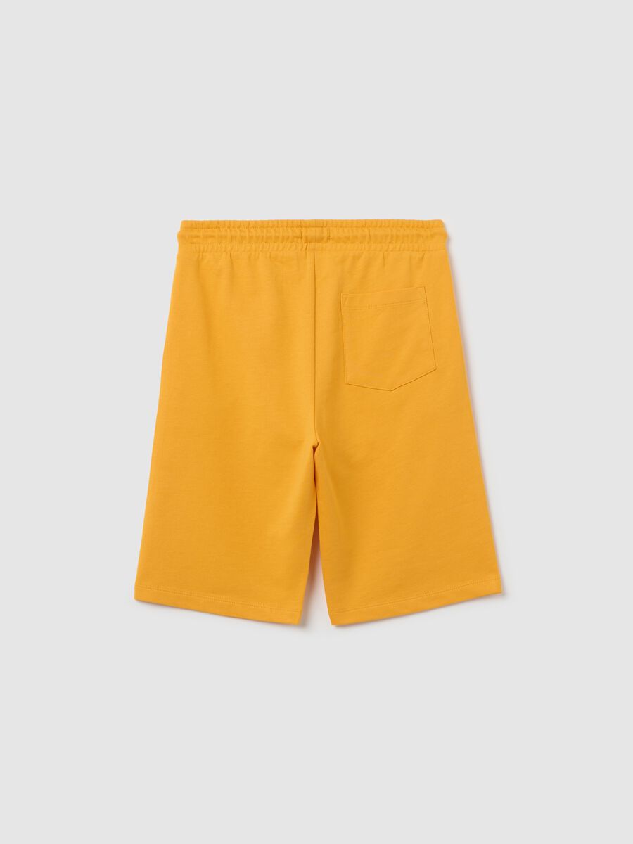 Yellow Bermuda joggers with drawstring and "San Diego" print_4