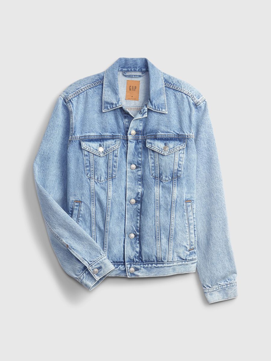 Giacca corta in denim acid wash_3