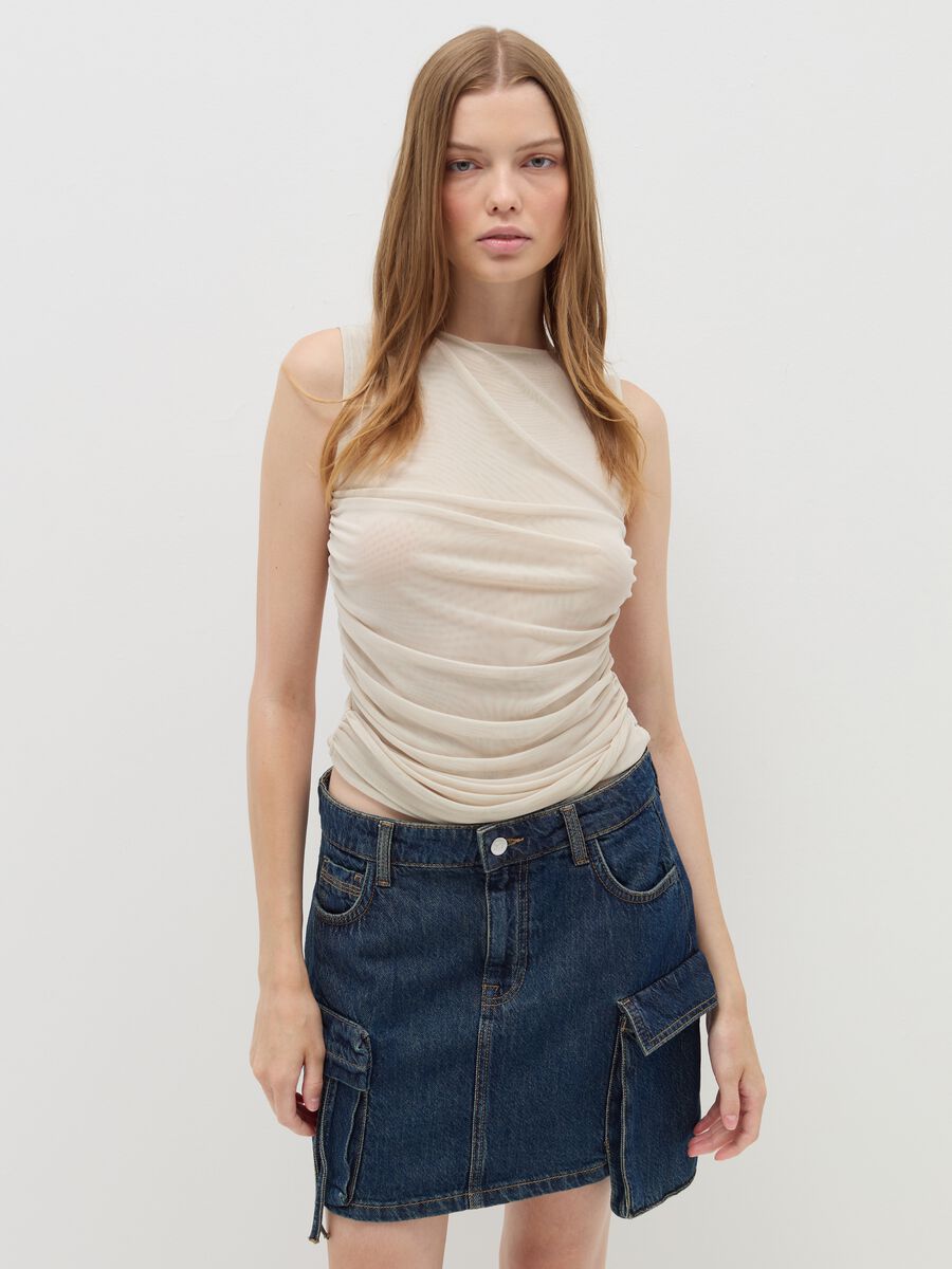 Mesh top with gathering_0