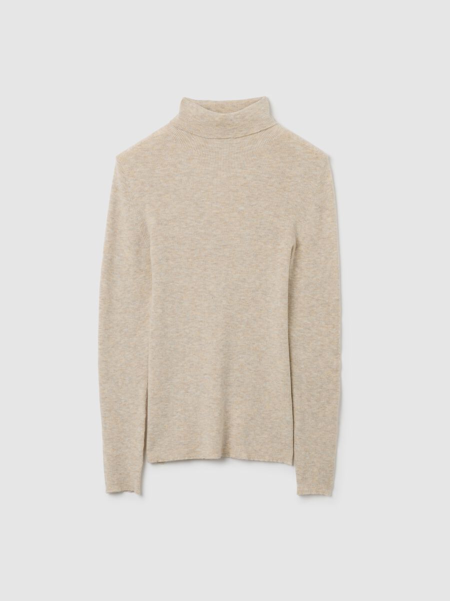Dolcevita in misto cotone beige regular fit_4