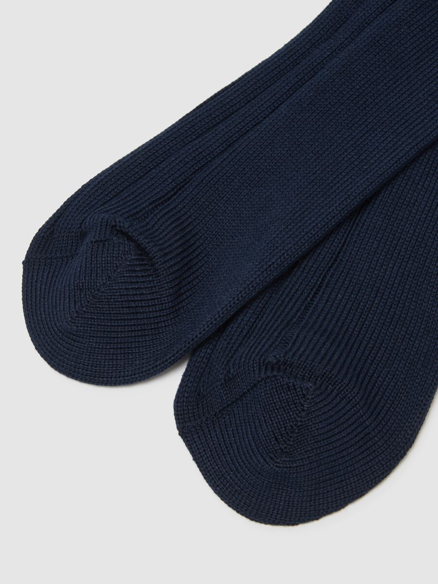 Long Socks in Pure Blue Cotton_2