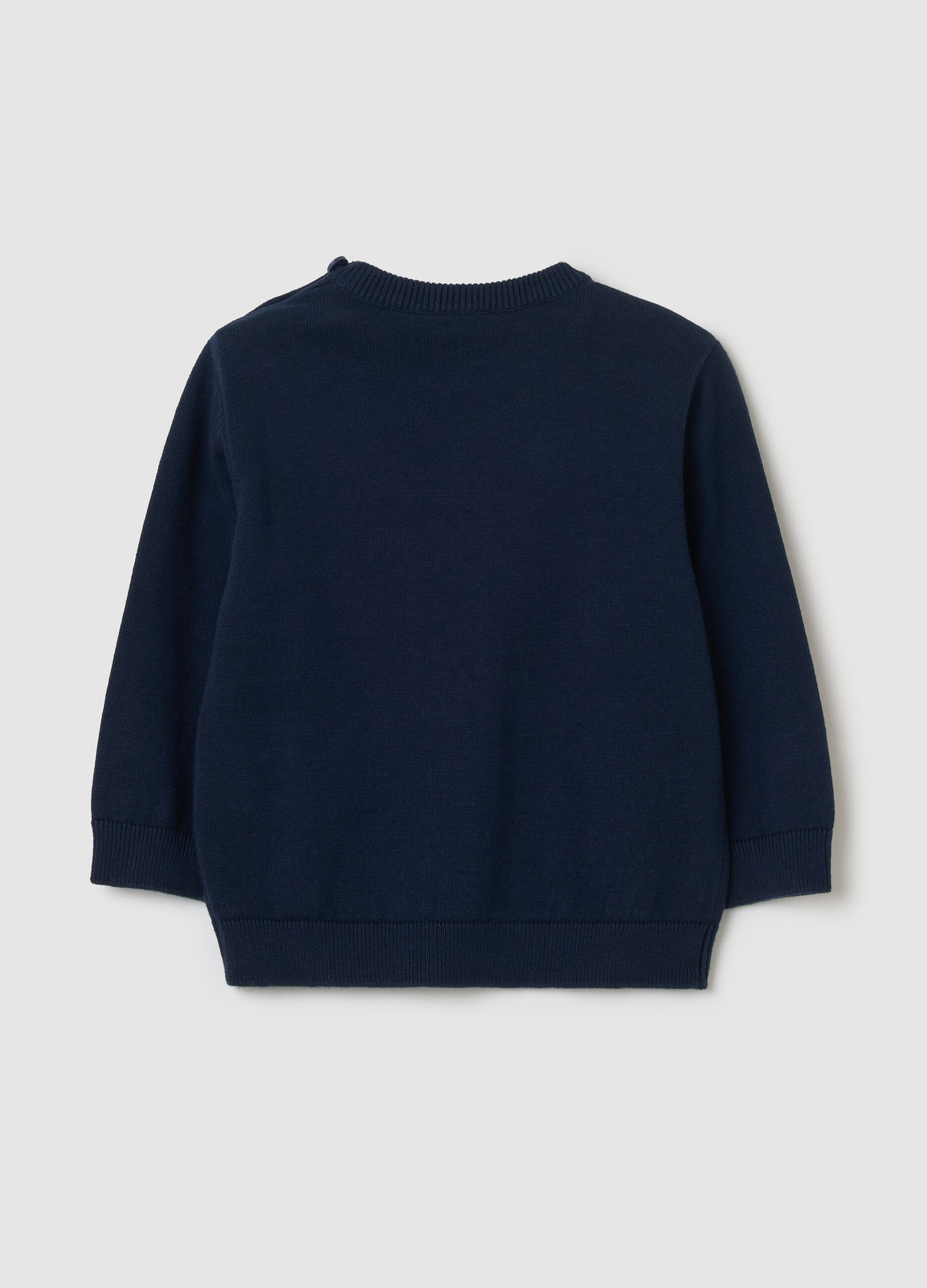 Pullover with embossed design and embroidered sailing boat